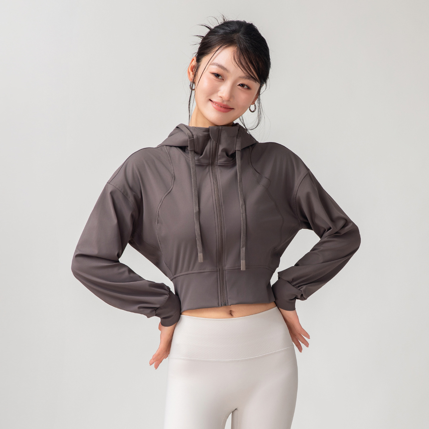 여성용 솔리드 컬러 캐주얼 스탠드 칼라 후드 스포츠 요 - Yoga & Fitness With Denise 리뷰 및 가격