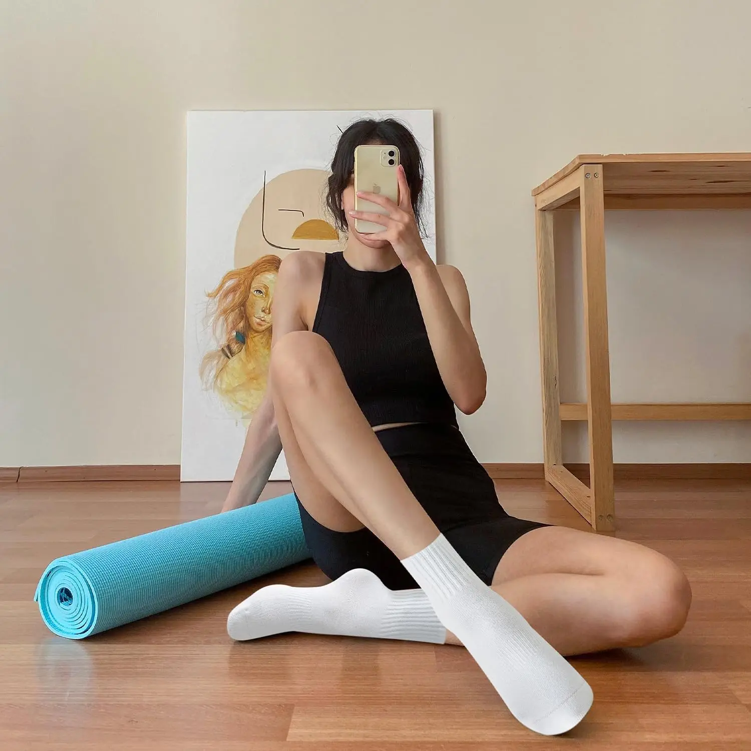 여성용 요가 양말 4켤레, 단색 미드솔 미끄럼 방지 그 - Yoga & Fitness With Denise 리뷰 및 가격