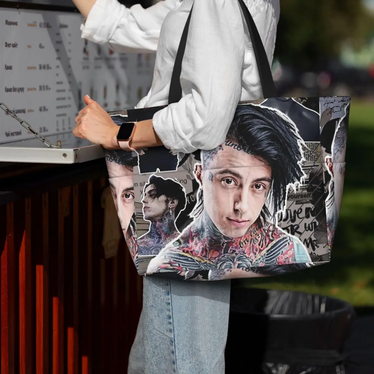 Ronnie Radke 사진 콜라주 고품질 비치 토트  - Yoga Fitness Photos 리뷰 및 가격